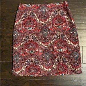 Talbots paisley print lined skirt (21” long)